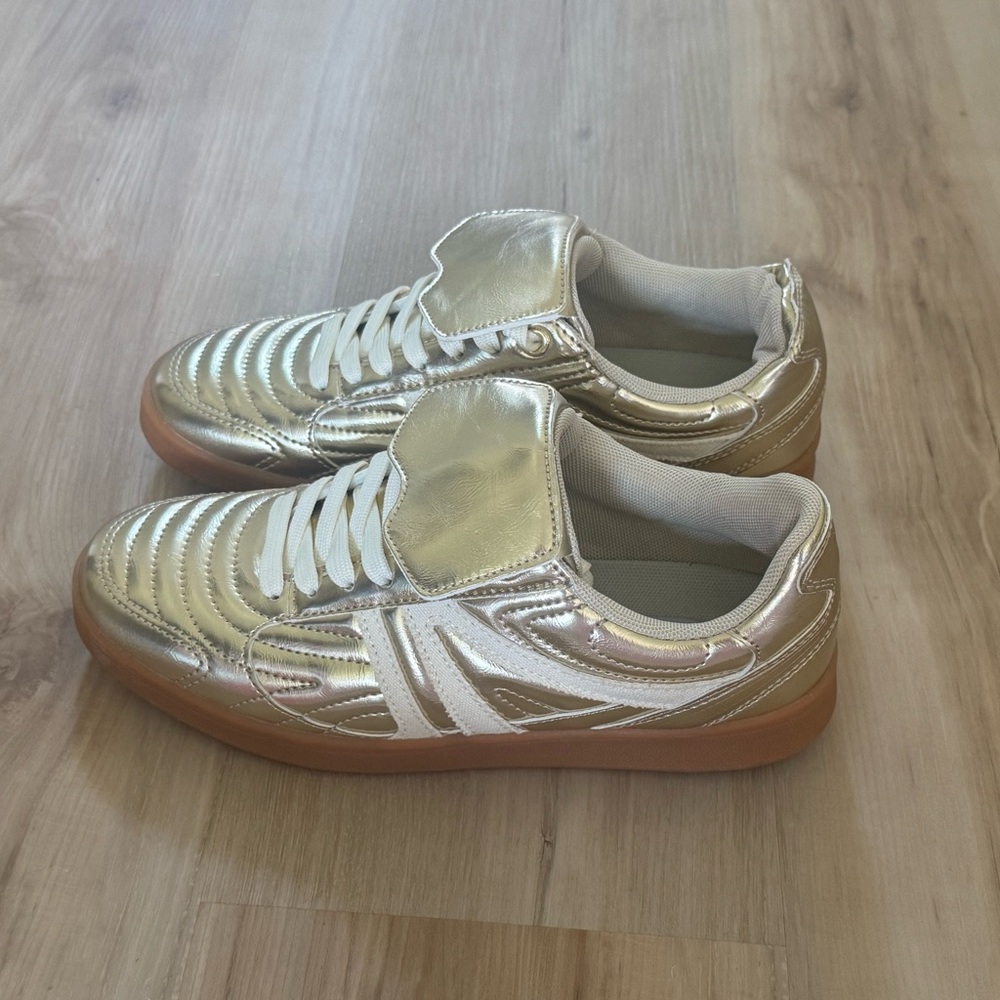 Metallic Gold and White Sneakers